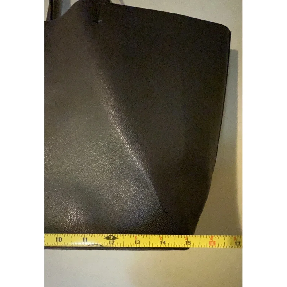 Victoria's Secret Black Pebbled Faux Leather Large‎ Tote Bag with Tinsel Tassel